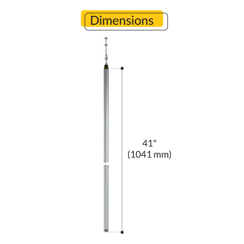  Tilt Tube Window Balance Tube de 41 po avec roulement noir, 0.62", Argenté / Noir