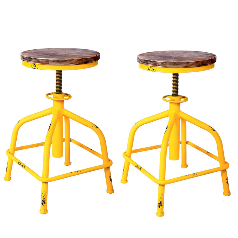 Tabouret de ferme Williston, Jaune, Brun ructique