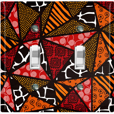 Couvercle de prise en métal pour interrupteur de lumière (motif safari tribal africain en verre coloré rouge / noir - bascule simple)