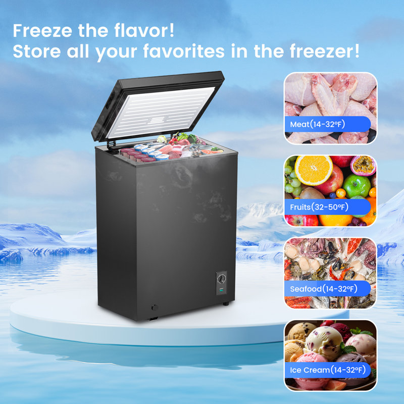 3.4 Cubic Feet Garage Ready Chest Freezer with Adjustable Temperature Controls, Black