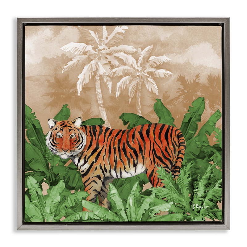 «Jungle Life Tiger» par Paul Brent, Cadre flottant gris lustré, H 25 po x l 25 po