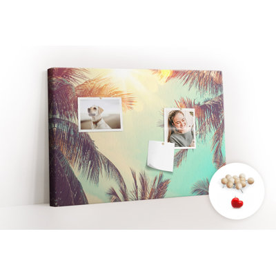 Wall Mounted cork board with print wall art kitchen notice board decorative bulletin board ideas Tropical palm trees