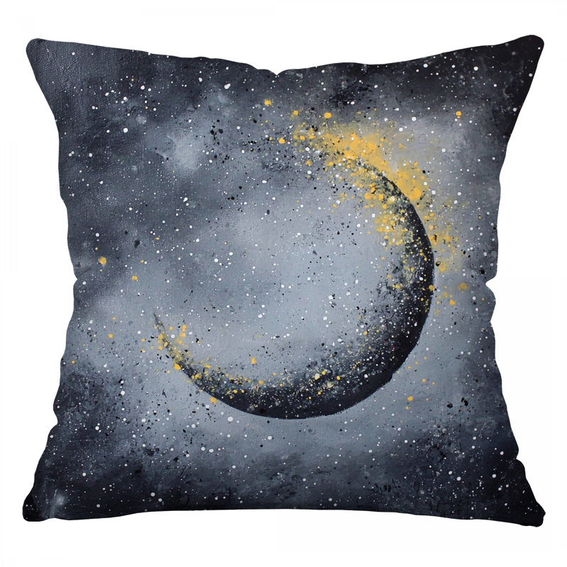 Crescent Moon Throw Pillow, Space Twill Pillows, Square 18"
