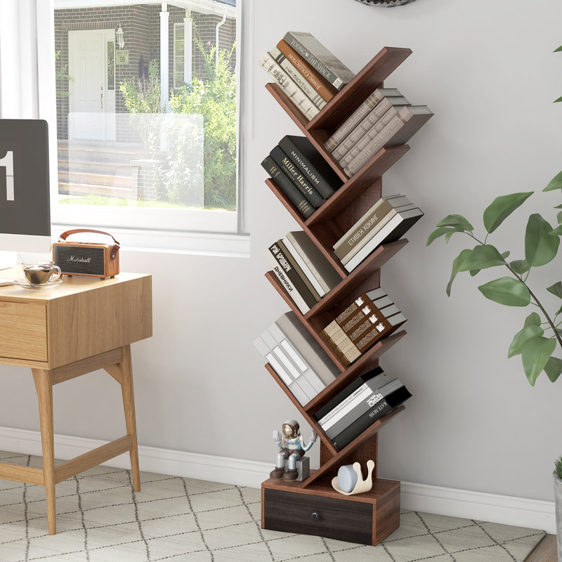 Grigorios Tree Bookshelf Storage Bookcase, Brown/Espresso