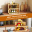 Natural Bamboo Corner Bread Box, Double Layer Space-Saving Bread Bin with Magnetic Door & Clear Window, Wooden Storage Container for Homemade Bread and Biscuits