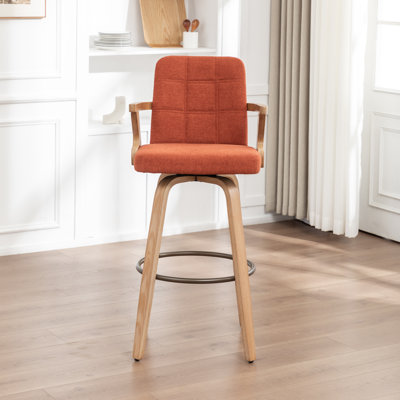 Louise Classic Farmhouse Upholstered Swivel Bar Stool (Set of 1)