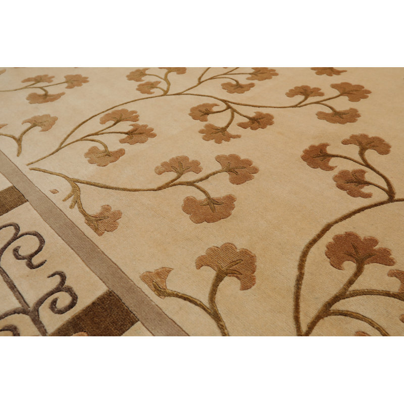 Tapis de zone noué la beige 8 pi x 11 po one-of-kind Swepson