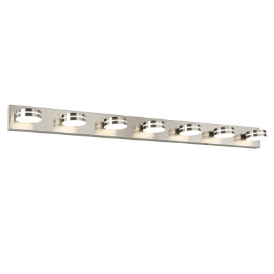 Applique murale à DEL 7 lumières en nickel brossé pour salle de bain, avec 5 couleurs de lumière sélectionnables (5 CCT) et têtes rotatives à 350°