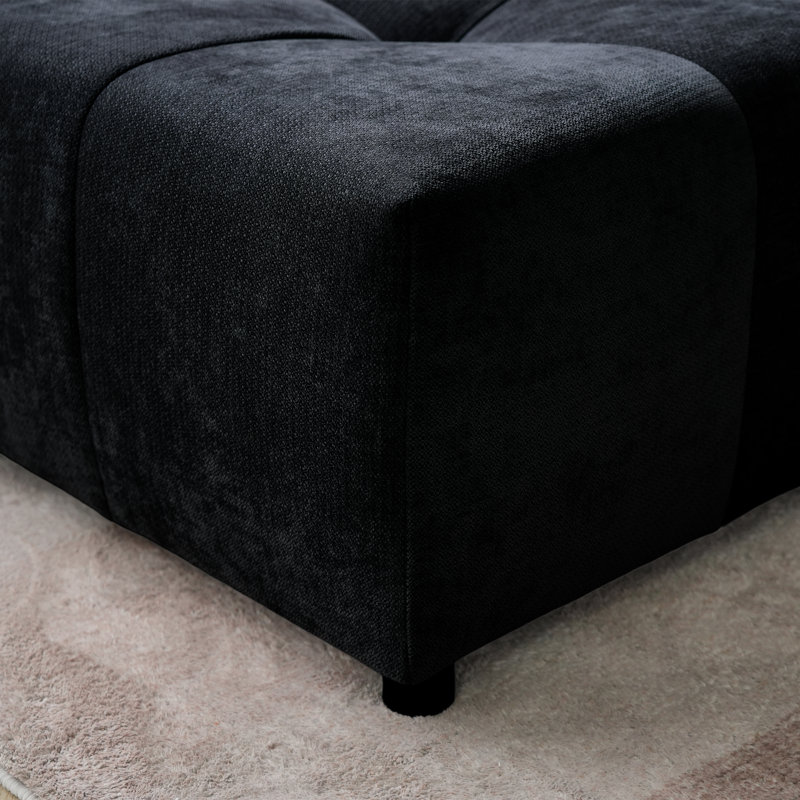 Chaise rembourrée en tissu de lin Kay, Noir