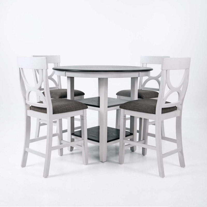 5-Pcs Counter Height Dining Set, Antique White/Grey