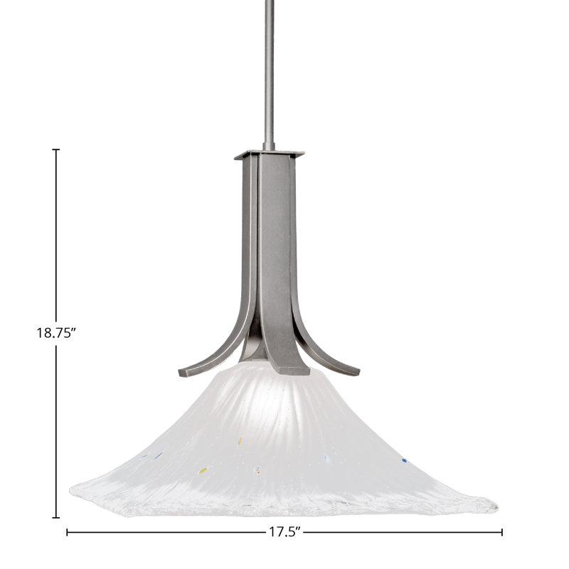 Apollo Stem Hung Pendant Shown In Finish with 18” Square Crystal Glass, Frosted, Graphite