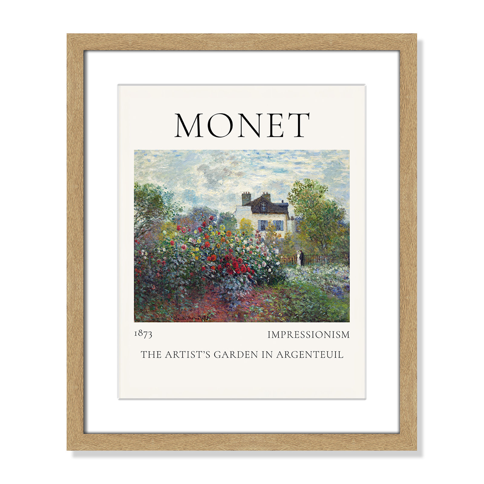 Rocchetto "Artists Garden in Argenteuil" Print, Natural Single Picture Frame, Yes, 19" H x 16" W x 1.25" D