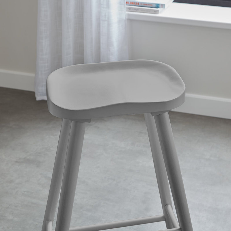 Migdalia Solid Wood Counter Stool, Grey