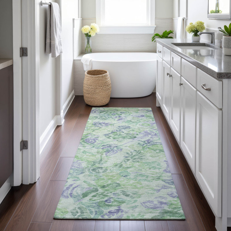 Machine Washable Indoor/Outdoor Chantille ACN2723 Floral Rug, 2'3" x 7'6" Runner, Aloe