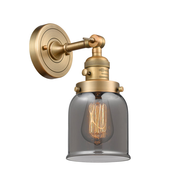 Bell - 1 Light 5" Sconce, 3.5 Watt Vintage LED Bulb, Plated Smoked, Brushed Brass