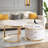 Modern 2 Pieces Round Nesting Coffee Table With 2 Drawers And Electroplated Gold Legs