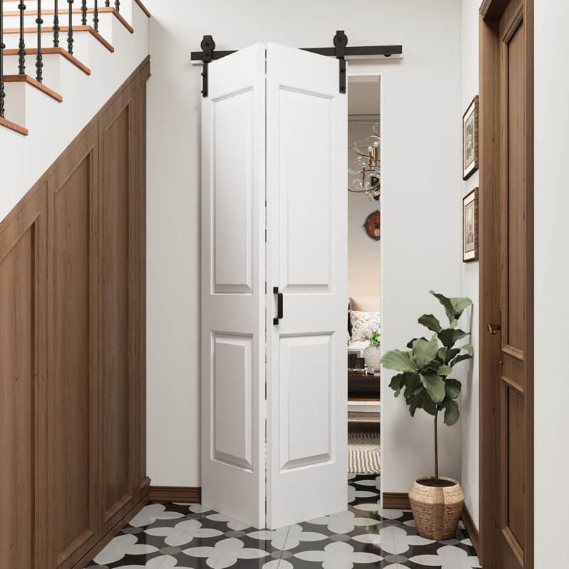 Porte de grange pliante 4 panneaux Hollow Core, 36 po x 84 po