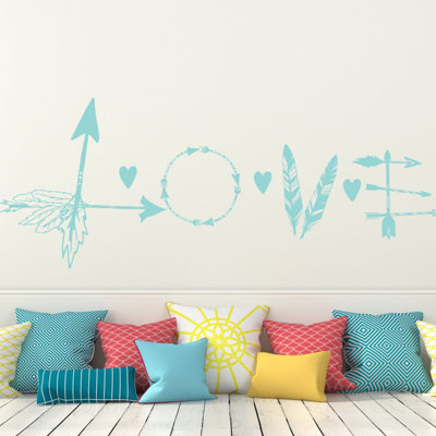 Décalcomanie murale flèche en plumes love