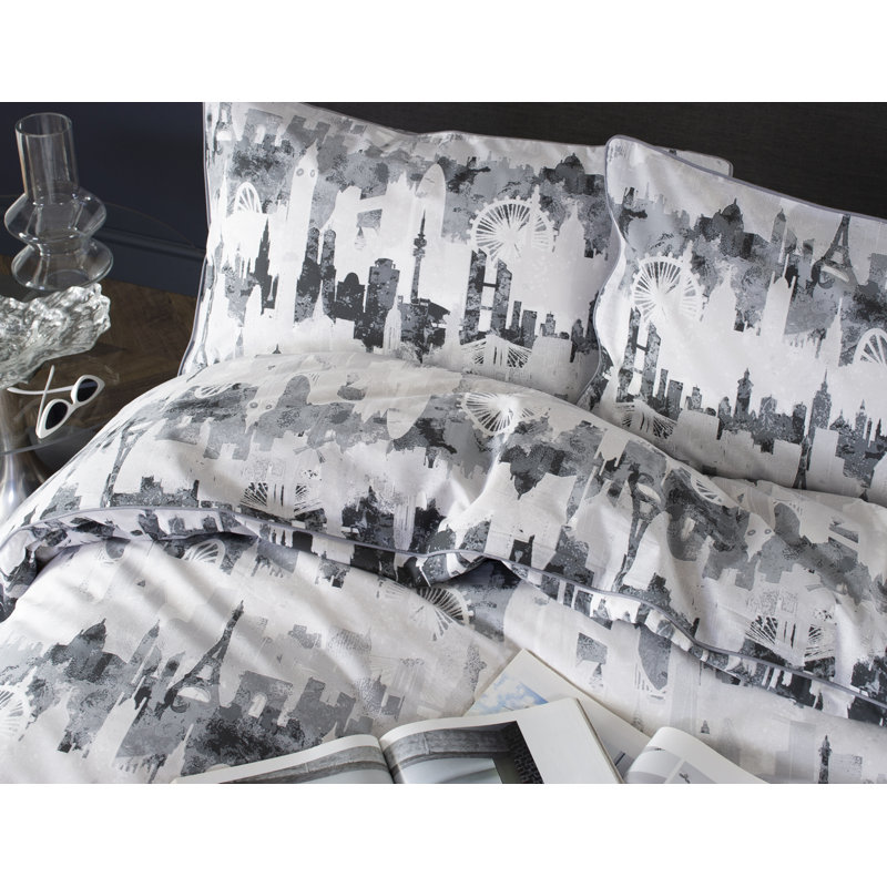 Cotton Abstract Duvet Cover Set with Pillowcases, Double - 2 Standard Pillowcases