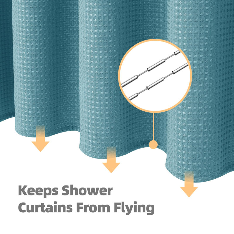 Ensemble de doublure de rideau de douche à deux niveaux PEVA avec 12 crochets en acier inoxydable, Bleu