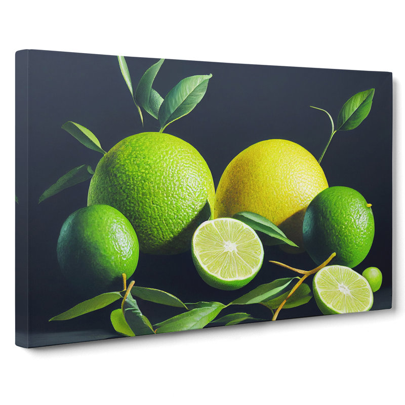 Lemon Lime Citrus Fruits - Wrapped Canvas, 35cm H x 50cm W x 3cm D