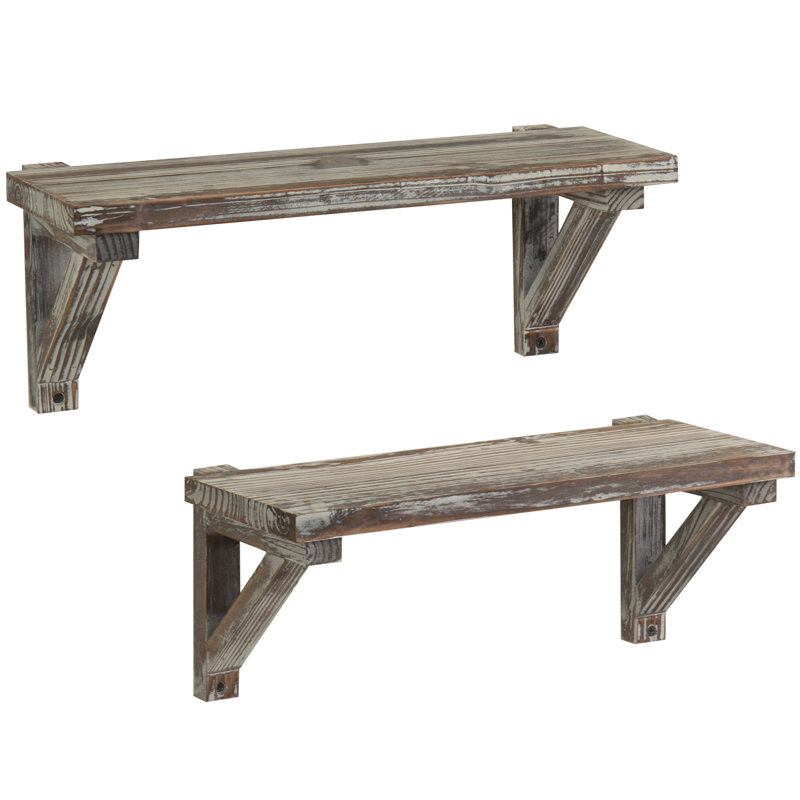 Abedin 2 Piece Fir Solid Wood Bracket Shelf