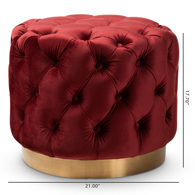 Repose-pieds capitonné Kylaya Glam, rouge