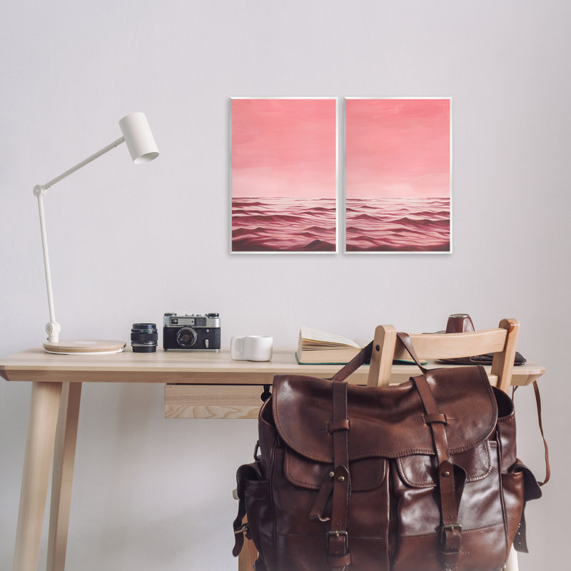 «Pink Calm Seascape», ensemble de 2 plaques murales par Grace Popp