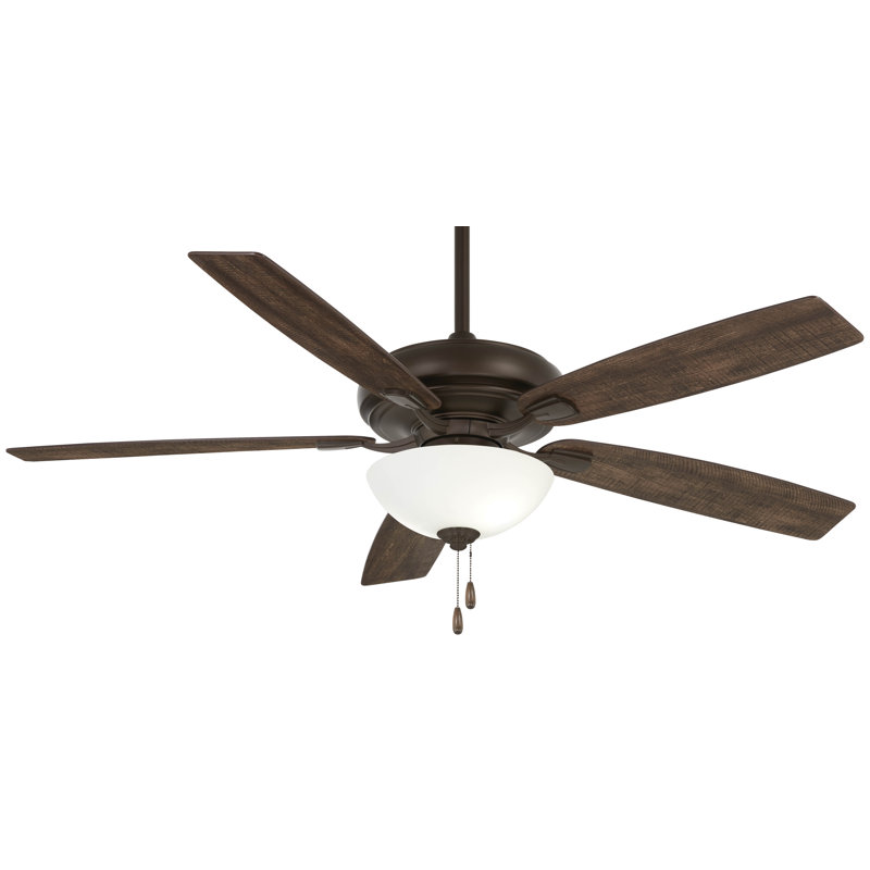 60" Watt II 5 - Blade Standard Ceiling Fan with Pull Chain and Light Kit Included, Oil Rubbed Bronze