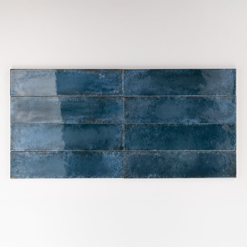 Metallica 2.5" x 9.5"  Bejmat Glossy Porcelain Tile, Blue