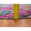 Tapis oriental rose foncé 9 pi 10 po x 9 pi 10 po à motif de chevrons colorés en soie sari avec laine texturée