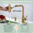 13.5 In. Single Handle Waterfall Pull Down Sprayer Kitchen Faucet With Soap Dispenser In Brushed Gold