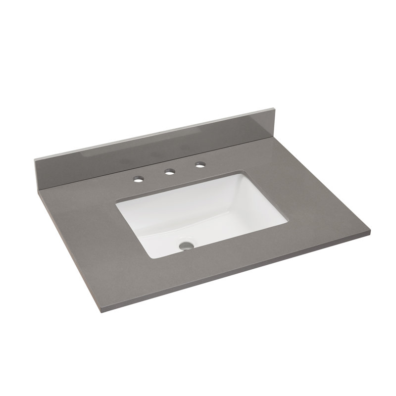Concrete Grey Composite Stone Vanity Top with White Sink, 31 in.