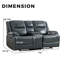 Causeuse inclinable de luxe en cuir véritable de 74 po de largeur avec porte-gobelets et console de rangement-348438999
