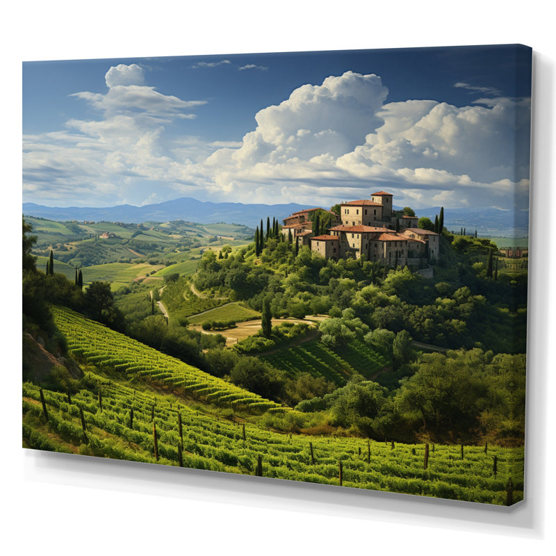 Italie, tranquillité toscane, Italie, art mural, H 16 po x l 32 po x P 1 po, Toile tendue