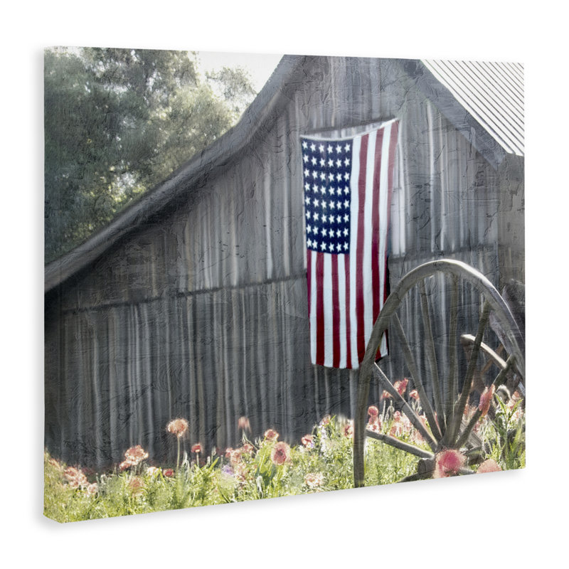 Toile de grange USA Wagon Wheel, conception de Kim Allen, H 16 po x l 20 po