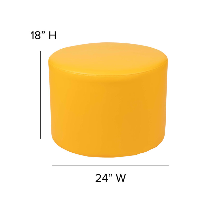 Modular Yellow Vinyl Round Ottoman for Versatile Spaces
