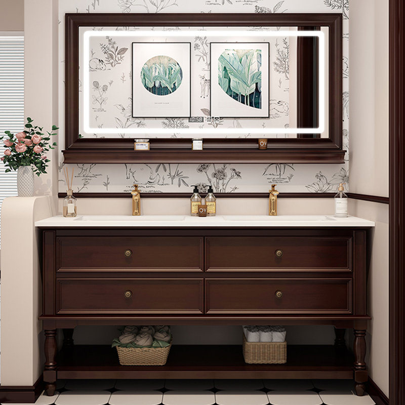 American-style luxury retro bathroom Vanity,  63" 