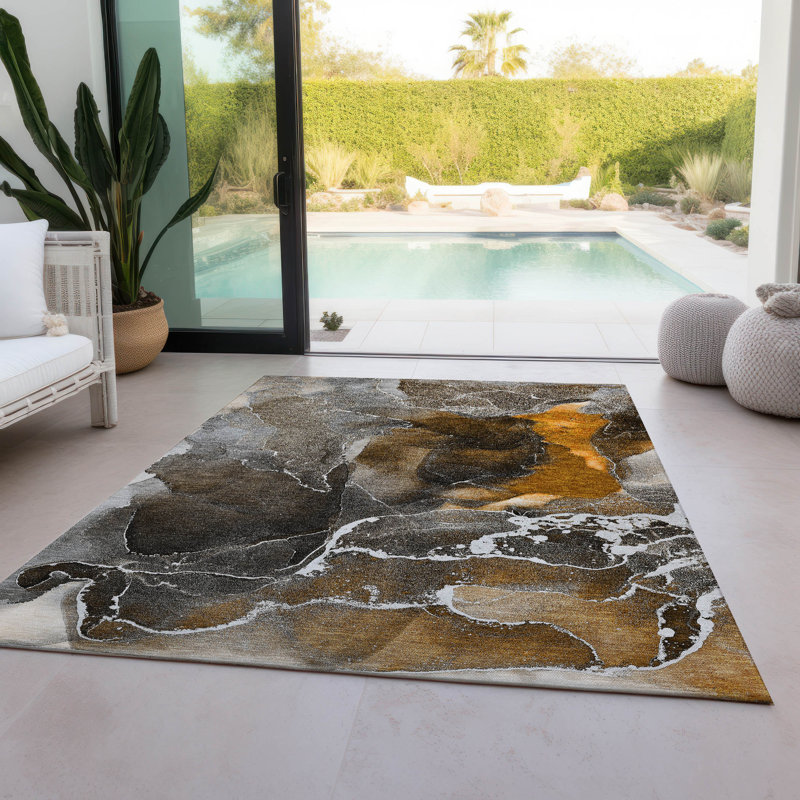 Tapis intérieur / extérieur Kyrie avec envers antidérapant, Rectangle 2 pi 6 po x 3 pi 10 po