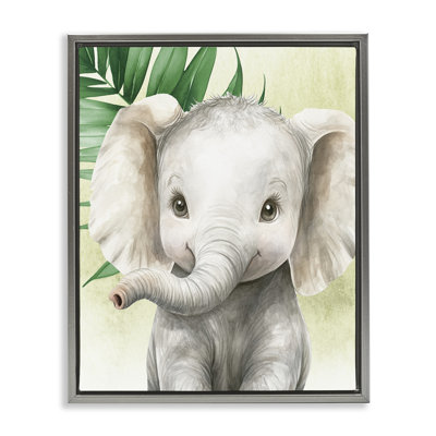«Jungle Friends Baby Elephant», art mural encadré par Floater