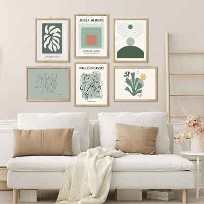 " SIGNLEADER Framed Pablo Picasso Albers Mid-Century Wall Art, Set Of 6 Abstract Geometric Wall Decor Prints, Minimalism Wall Decor For Living Room, Bedroom " by Pablo Picasso 6 - Pieces