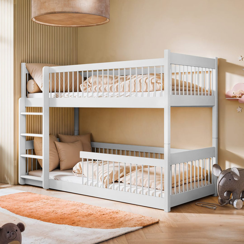 Wooden Bunk Bed Boston White W198cm - Crisp Pine Frame with Convertible Layout