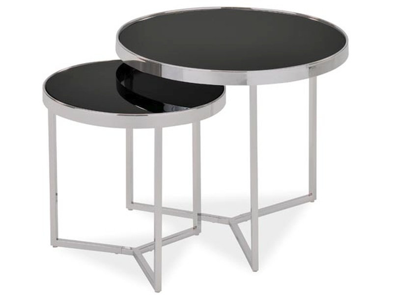 Whitley Bay Glass Top Trestle Nesting Tables