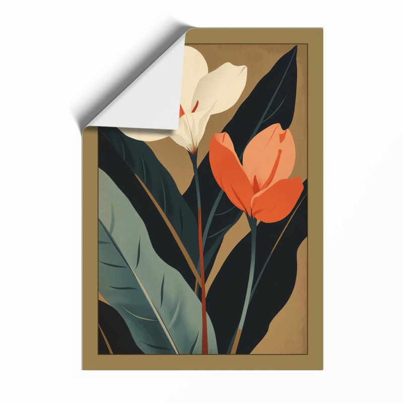 Twin Botanical Stems Art Deco - Print, Unframed, A3 - 42.0 x 29.7 cm