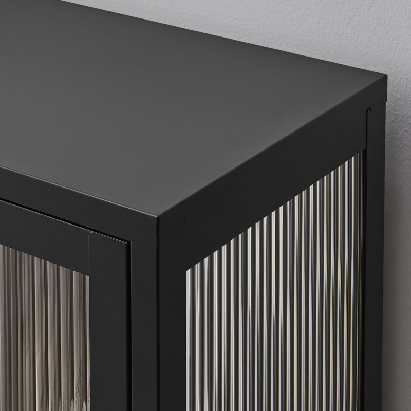 Natinal Metal & Fluted Glass Cabinet Sideboard - Sleek Modern Design