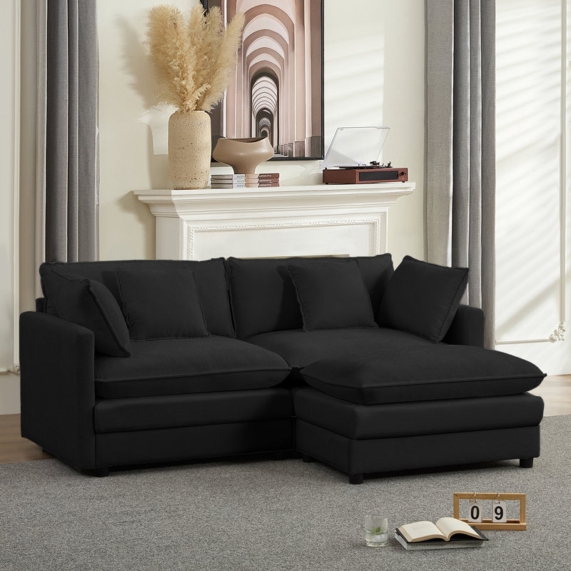 Boneless 77.2" Modular Sectional Sofa With Movable Ottomans - Chenille Fabric, High-resilience Foam Cushions & Removable Armrests (56.3"w X 33.1"h, 4 Color Options)"