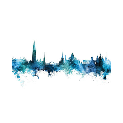 St Petersburg Russia Skyline Blue Teal by Michael Tompsett - Wrapped Canvas Painting