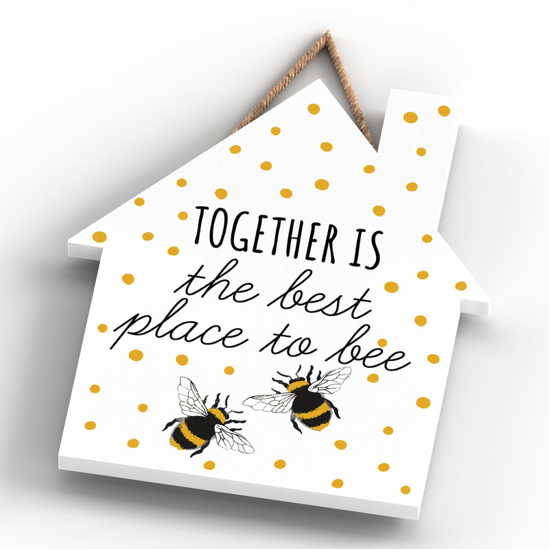 Bee Together Is the Best Heart Wooden Plaque Wall Décor, 18.5cm H x 16cm W x 0.9cm D