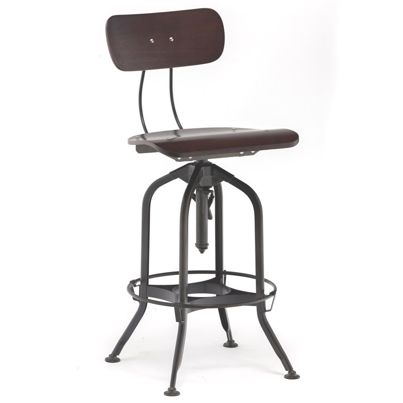 Tabouret pivotant à hauteur réglable Edelstein, Noyer foncé/noir