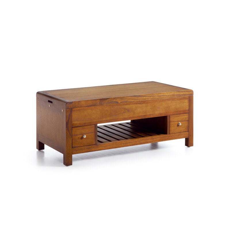 Flash Solid Wood Lift Top Four Leg Coffee Table with Storage